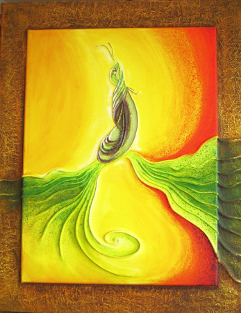 Io sono un grillo.   (tecn. mista su tela mis. cm. 80x100)  2024